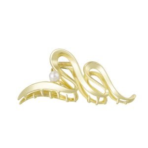 Haarclip krul met parel goud
