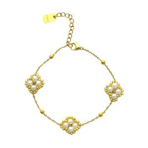 Armband kralen parel goud