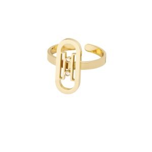 Ring link with stone goud