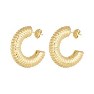 Oorbellen ribbel groot goud