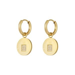 Oorbellen ronde coin steentjes