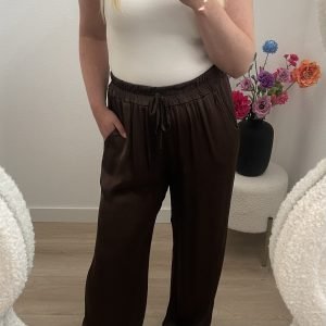 Broek satin dark brown