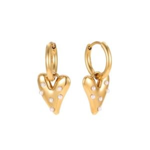 Oorbellen pearls heart
