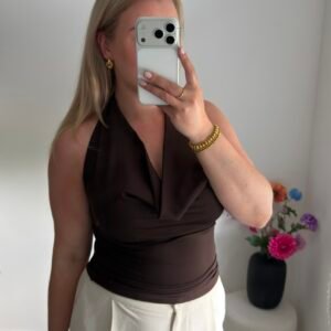 Halter top stretch bruin