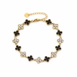 Armband clovers black silver