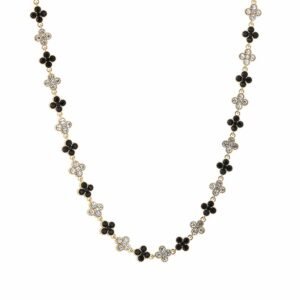 Ketting clovers black silver