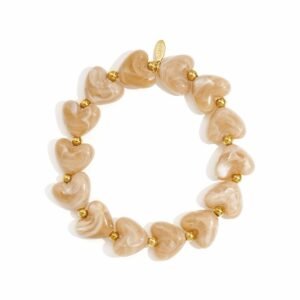 Armband hartjes beige