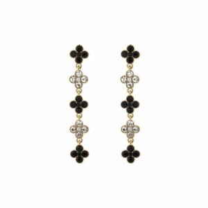 Oorbellen clovers black silver