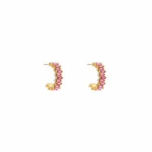 Oorbellen stripe sparkle pink