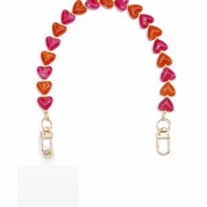 Telefoonkoord roze oranje hartjes