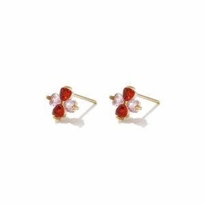 Oorknopjes klaver diamant rood