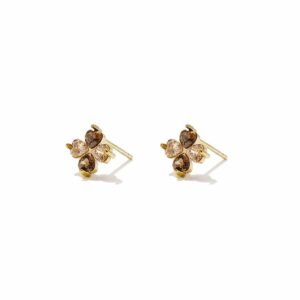 Oorknopjes klaver diamant bruin