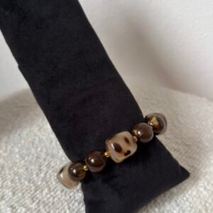 Armband elastiek bruine kralen